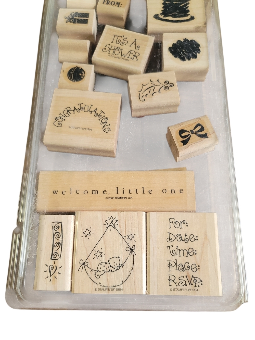 STAMPIN' Up! Wooden Sentiment Stamp Set - Baby Shower & Congrats - Picture 2 of 6